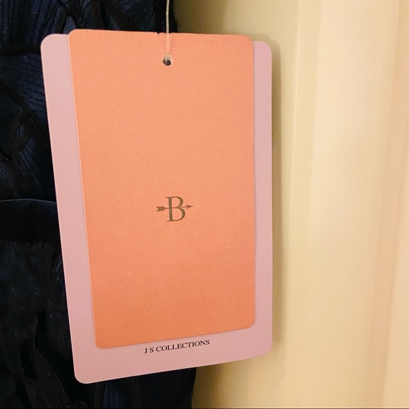 Anthropologie JS Collections NWT Navy/Black Winter Floral Formal Dress. Size 4. - Picture 9 of 11